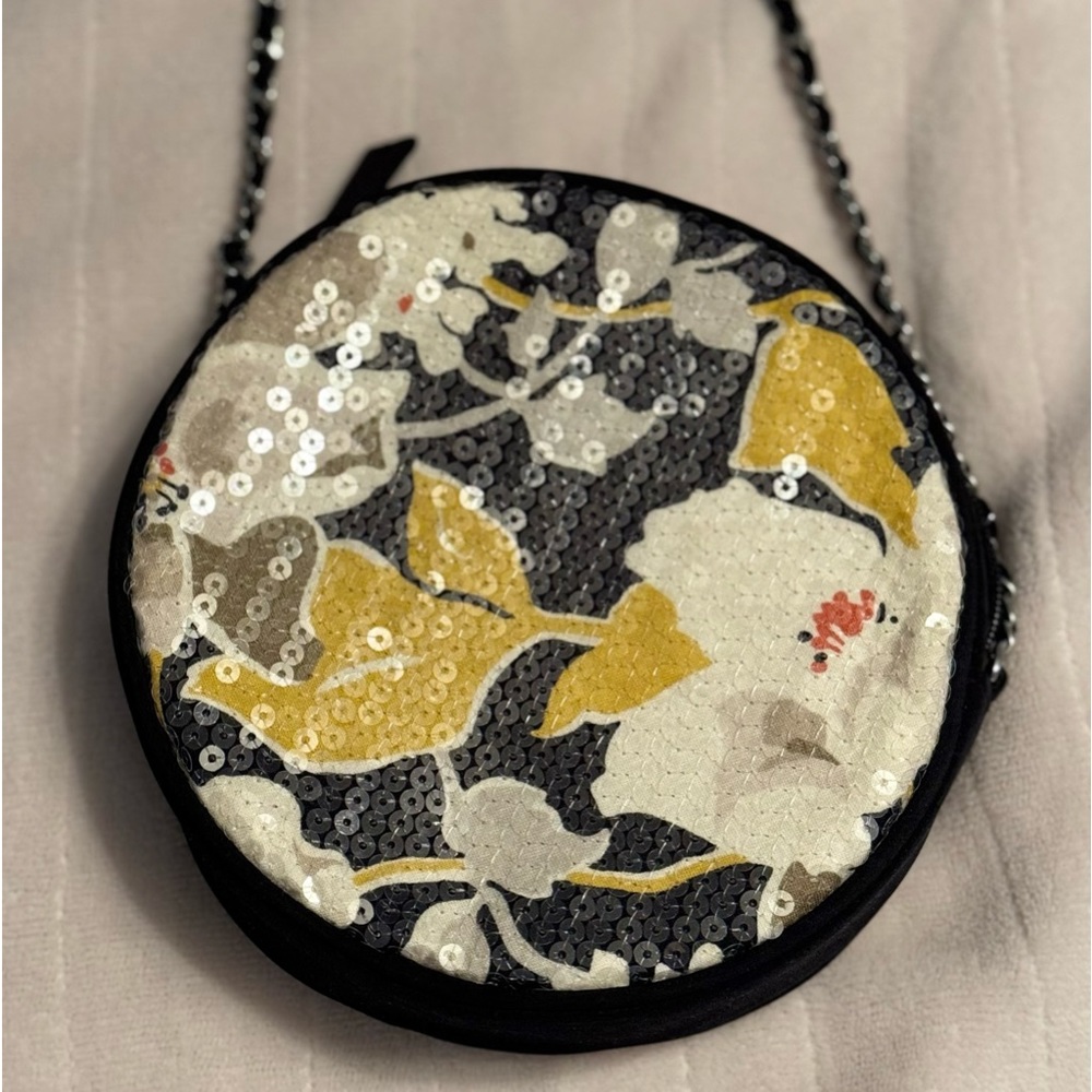 Vera Bradley round sequined evening bag in Dogwood